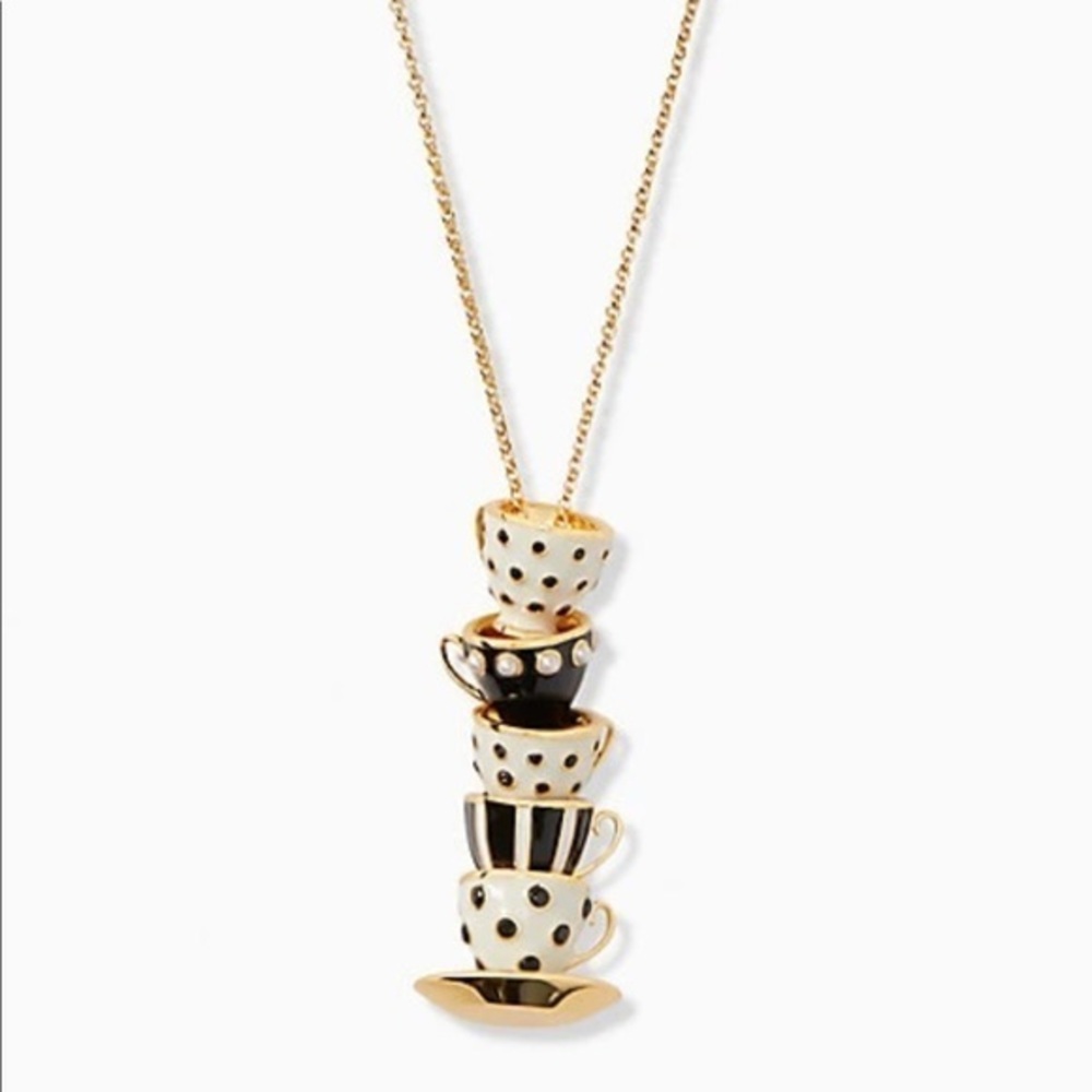 Kate Spade alice in wonderland stacked teacup pendant necklace